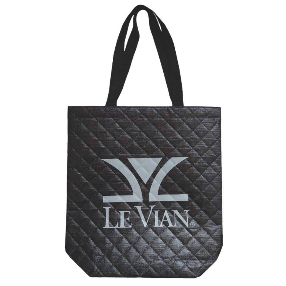 Le Vian Reusable Quilted Tote Shopping Bag Metallic Black